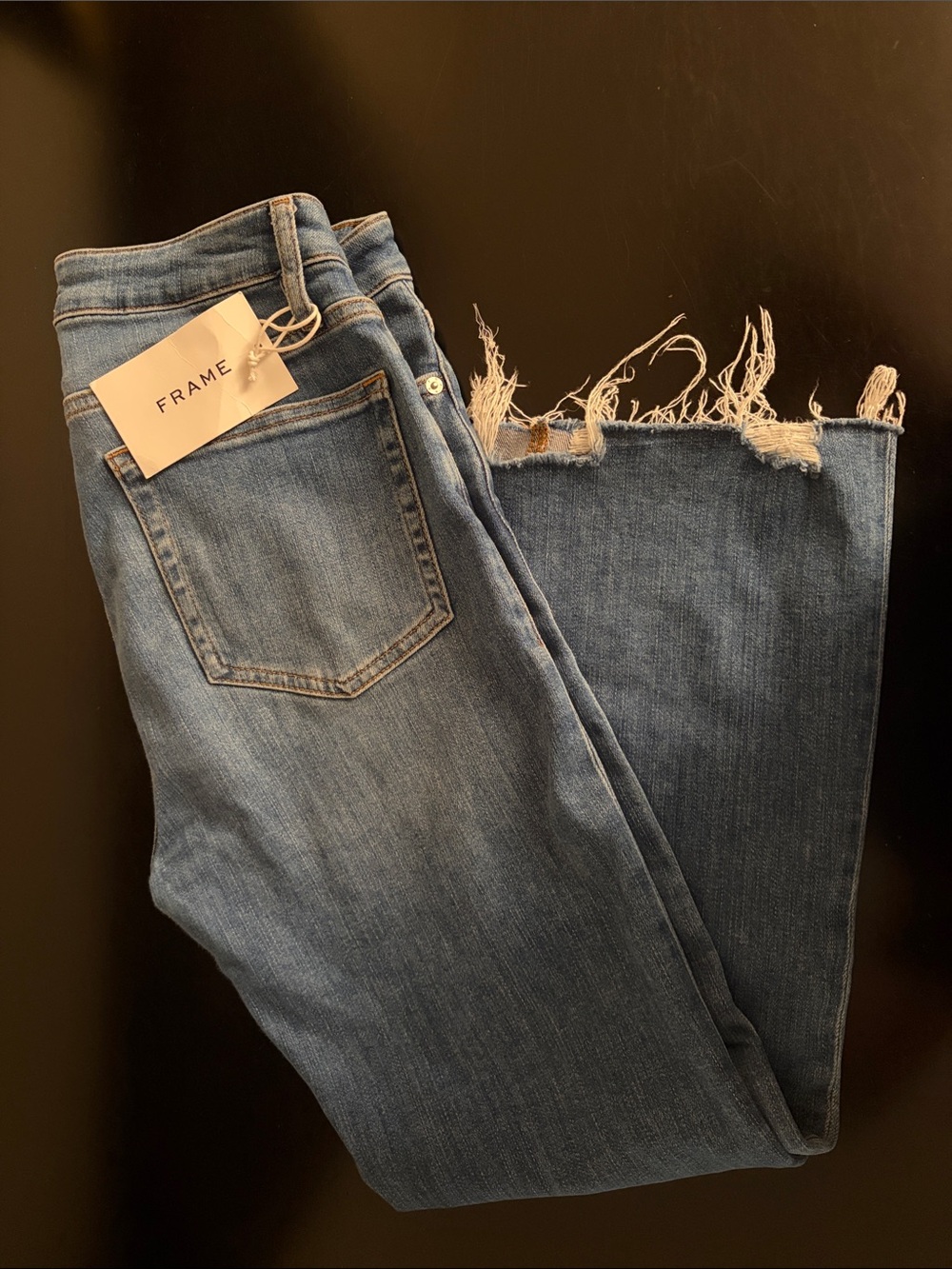 Frame Denim Le Crop Mini Boot blue jeans, in Jetty Modern Chew, size 29